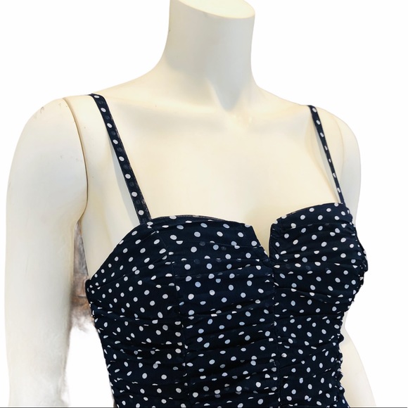 Blue & White Polka Dot Mini Dress - Picture 2 of 12